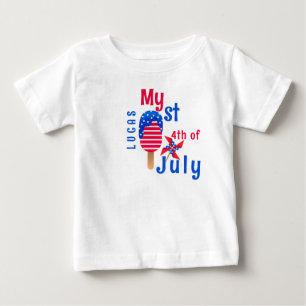 Camiseta Para Bebê Meu 1º 4 de Julho Bebê Menino Fofo