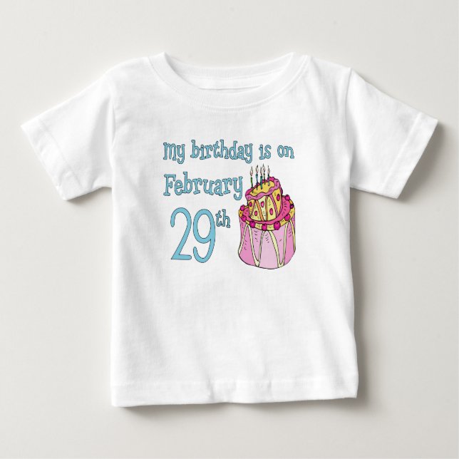 Camiseta Para Bebê Meu aniversário é o 29 de fevereiro (Frente)