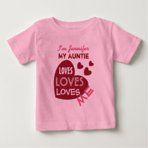 Camiseta Para Bebê Meu Auntie Amor Me com texto feito sob encomenda