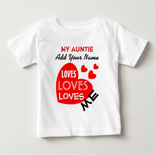 Camiseta Para Bebê Meu Auntie Amor Me com texto feito sob encomenda