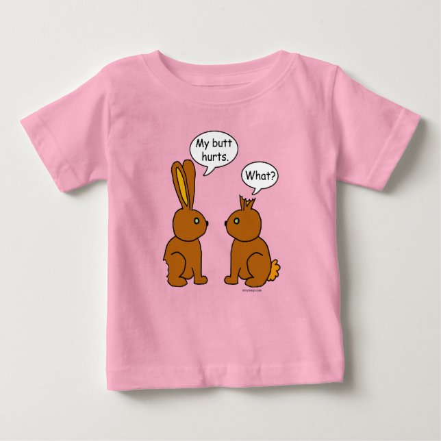 Camiseta Para Bebê Meu Bumbum Dói! O quê? (Frente)