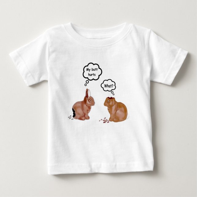 Camiseta Para Bebê Meu bumbum fere o t-shirt das crianças dos coelhos (Frente)