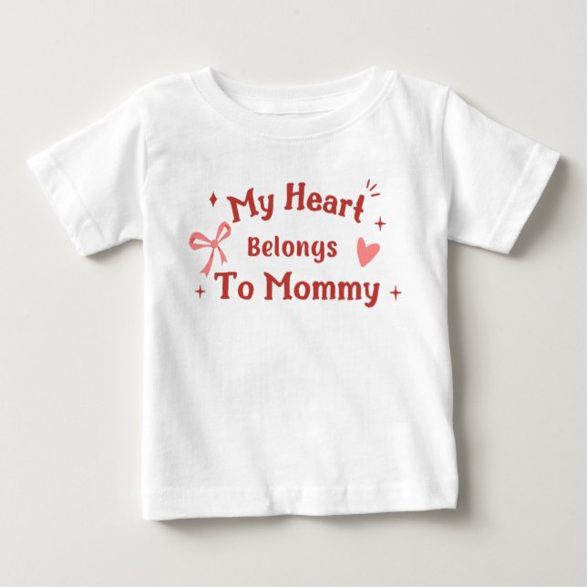 Camiseta Para Bebê Meu coração pertence a mamães (Frente)
