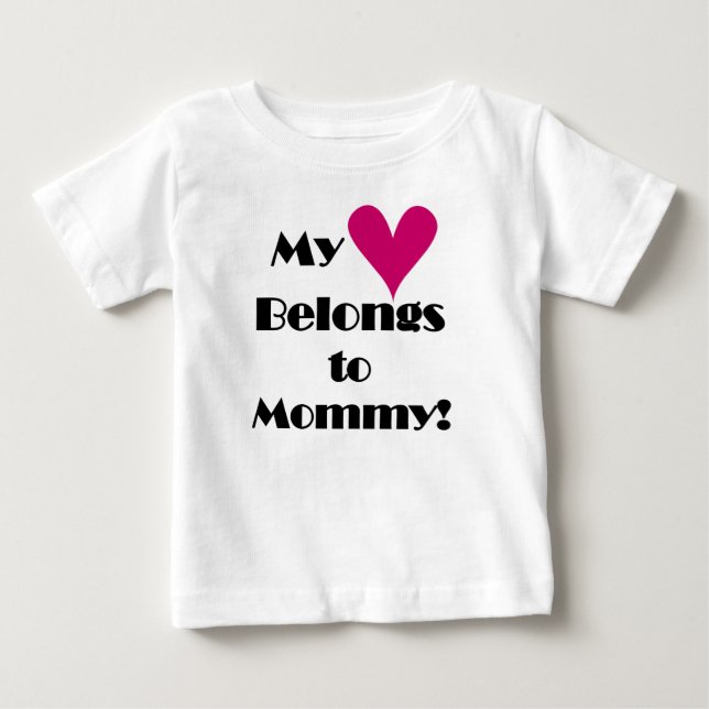 Camiseta Para Bebê Meu Coração Pertence a Mamães (Frente)