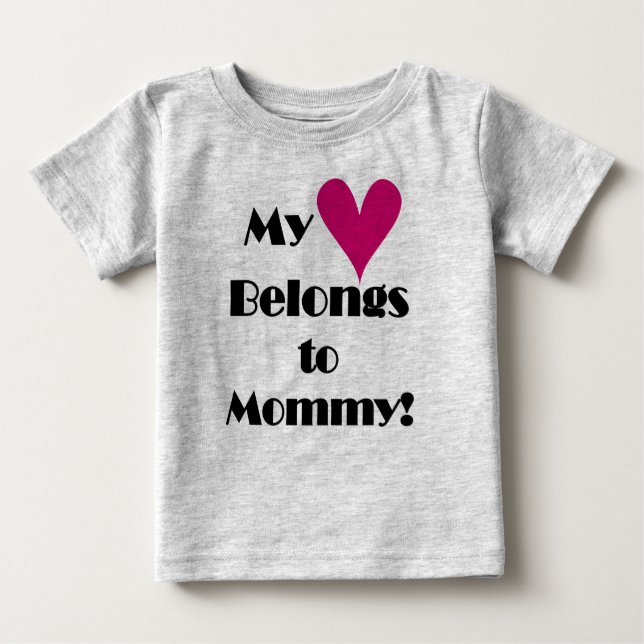 Camiseta Para Bebê Meu Coração Pertence a Mamães (Frente)