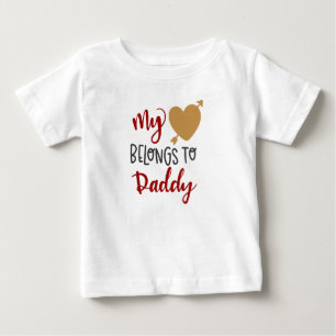 Camiseta Para Bebê Meu Coração Pertence A Pai Baby T-Shirt