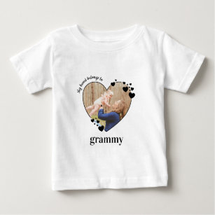 Camiseta Para Bebê Meu Coração Pertence Ao Grammy Personalizar Foto D