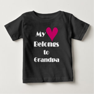 Camiseta Para Bebê Meu coração pertence ao vovô