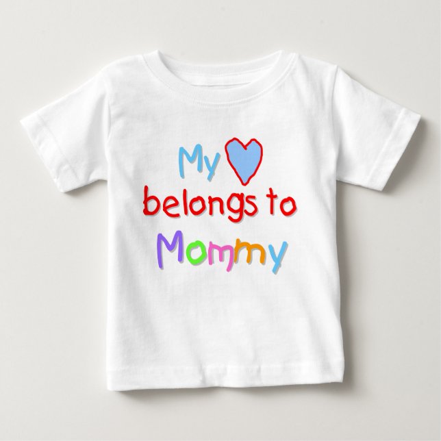 Camiseta Para Bebê Meu coração pertence às mamães (Frente)