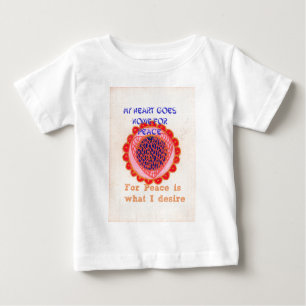 Camiseta Para Bebê "Meu coração volta para casa pela paz" Impressão d