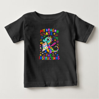 Camiseta Para Bebê Meu Dragão Comeu as Instruções Bebê Dragão Diverti