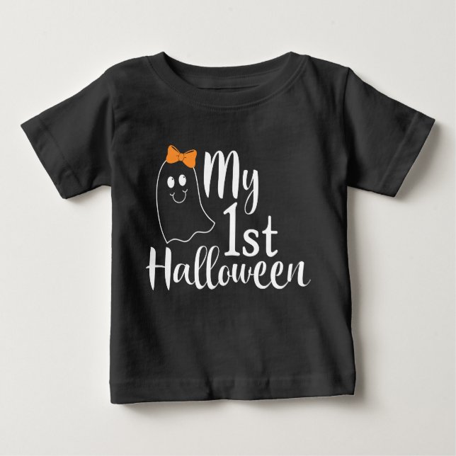Camiseta Para Bebê Meu Fantasma De Bebê Bonitinha De Halloween De 1ru (Frente)