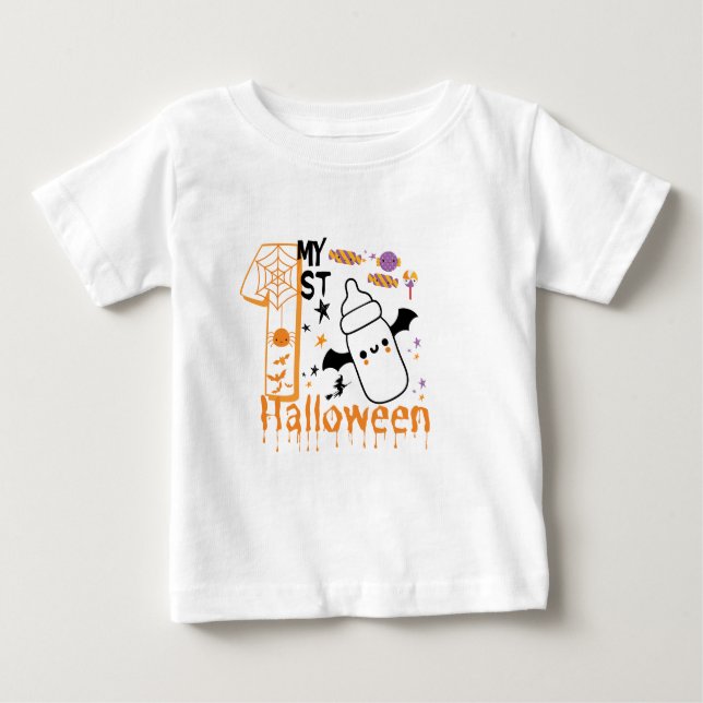 Camiseta Para Bebê meu hábito de bebê de 1rua de halloween (Frente)