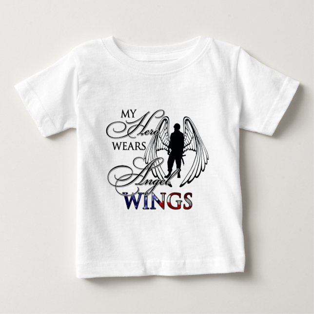 Camiseta Para Bebê Meu herói veste as asas do anjo (Frente)