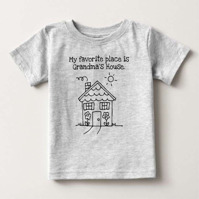 Camiseta Para Bebê meu lugar favorito é a casa da avó (Frente)