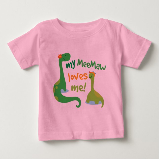 Camiseta Para Bebê Meu Meemaw ama-me dinossauro (Frente)