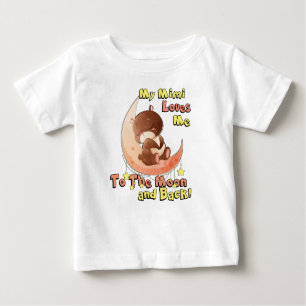 Camiseta Para Bebê Meu Mimi amam-me à lua e à parte traseira