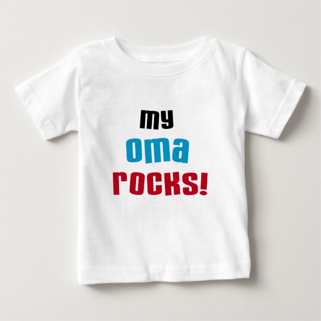 Camiseta Para Bebê Meu Oma balança t-shirt e presentes (Frente)