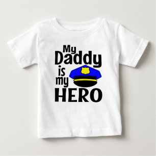 CAMISETA PARA BEBÊ MEU PAI É MEU CHAPÉU DE POLÍCIA HERÓI