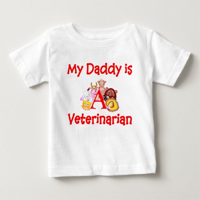 Camiseta Para Bebê Meu pai é um t-shirt infantil veterinário (Frente)