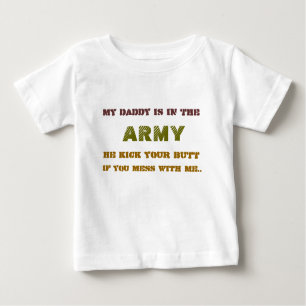 CAMISETA PARA BEBÊ MEU PAI ESTÁ NO, EXÉRCITO, ELE RETROCEDE O SEU