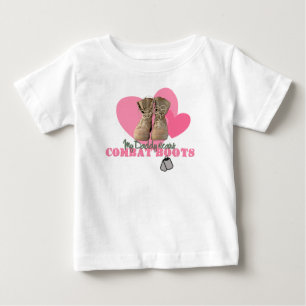 Camiseta Para Bebê Meu pai veste botas de combate