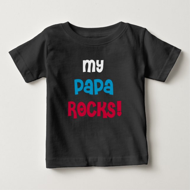 Camiseta Para Bebê Meu Papa Rocks (Frente)