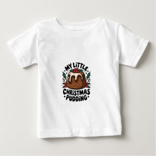 Camiseta Para Bebê Meu Pequeno Pudim de Natal Anúncio de Gravidez de