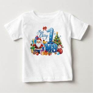 Camiseta Para Bebê Meu Primeiro 1º Natal Bebê Menino Azul – Um Coraçã