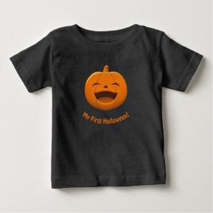 Camiseta Para Bebê Meu Primeiro Abobora Risonha do Halloween Sem Dent