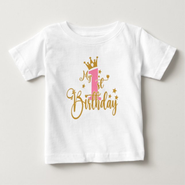 Camiseta Para Bebê Meu primeiro aniversario (Frente)