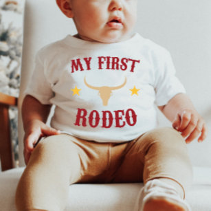 Camiseta Para Bebê Meu Primeiro Aniversário do Rodeo Western Cowboy 1