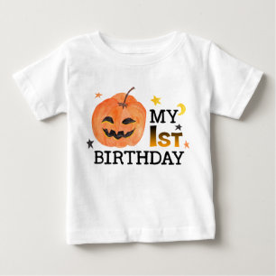 Camiseta Para Bebê Meu Primeiro Aniversário Pumpkin Halloween outono