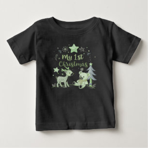 Camiseta Para Bebê Meu Primeiro Bebê de Natal