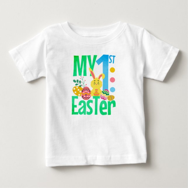 Camiseta Para Bebê Meu Primeiro Bebê de Páscoa (Frente)