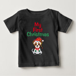 Camiseta Para Bebê Meu Primeiro Cachorro de Natal, Jack Russell