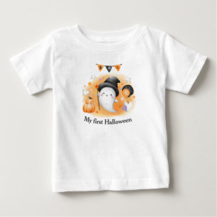 Camiseta Para Bebê Meu primeiro camiseta do bebê fantasma do dia das