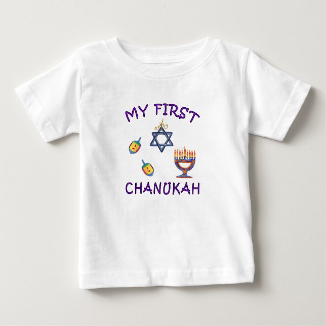 Camiseta Para Bebê Meu Primeiro Chanukah   (Frente)