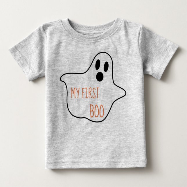 Camiseta Para Bebê Meu primeiro Design de Boo Halloween (Frente)