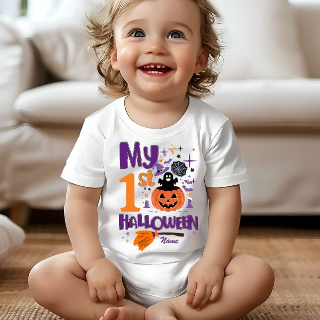 Camiseta Para Bebê Meu Primeiro Dia das Bruxas Bonito Pumpkin Engraça (Criador carregado)