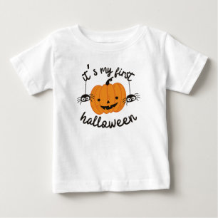 Camiseta Para Bebê Meu Primeiro Dia das Bruxas Feliz Bebê Rosa
