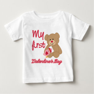 Camiseta Para Bebê Meu primeiro Dia de os namorados