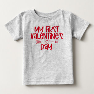 Camiseta Para Bebê Meu Primeiro Dia de os namorados, Bebê Toddler Te
