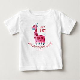 Camiseta Para Bebê Meu Primeiro Dia dos Namorados Bebê Girafa