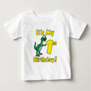 Camiseta Para Bebê Meu Primeiro Dinossauro de Aniversário