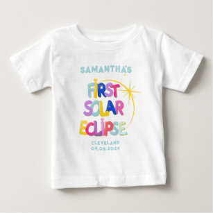 Camiseta Para Bebê Meu Primeiro Eclipse Solar Adicionar Nome e Locali