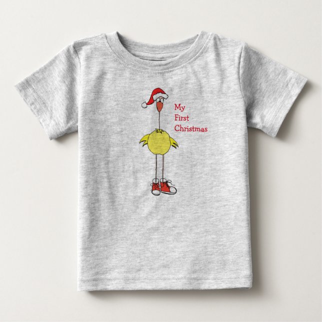 Camiseta Para Bebê Meu Primeiro Fato De Bebê De Natal (Frente)