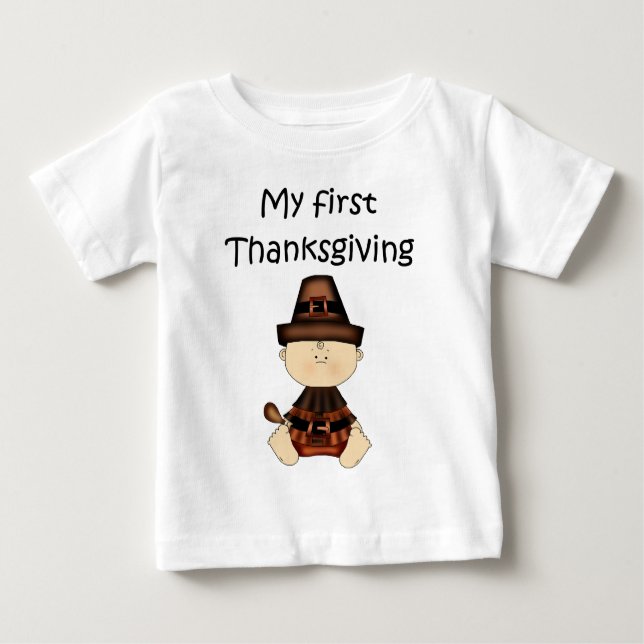 Camiseta Para Bebê Meu Primeiro Garoto De Ação De Graças #3 *T-shirt  (Frente)