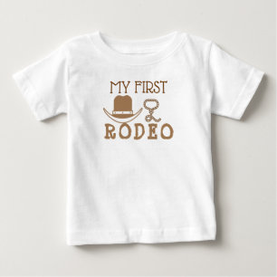 Camiseta Para Bebê Meu Primeiro Garoto de Aniversário do Rodeo 1rua C