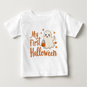 Camiseta Para Bebê Meu Primeiro Halloween - Ghost Design Kids Bonitos